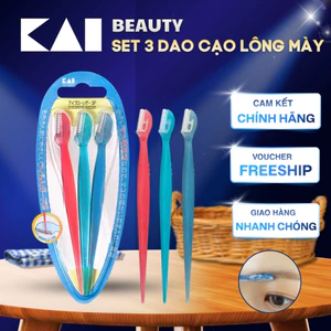 Set 3 Dao Cạo Lông Mày lưỡi đơn thân nhựa KAI- 3P EBR-3P
