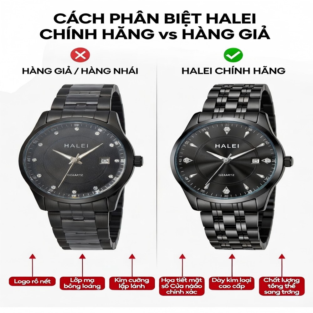 Đồng Hồ Cặp Đôi Halei HL545 Nam Nữ Dây Thép Không Gỉ Máy Nhật Chống Nước 3ATM Tặng Pin Dự Phòng