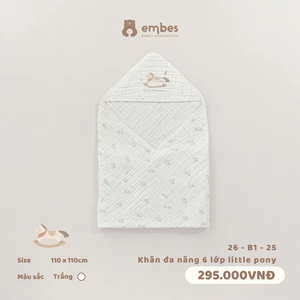 Khăn Đa Năng Embes, Khăn Đa Năng 6 Lớp In Họa Tiết Sợi Bamboo Kháng Khuẩn Thấm Hút Cho Bé (110X110)