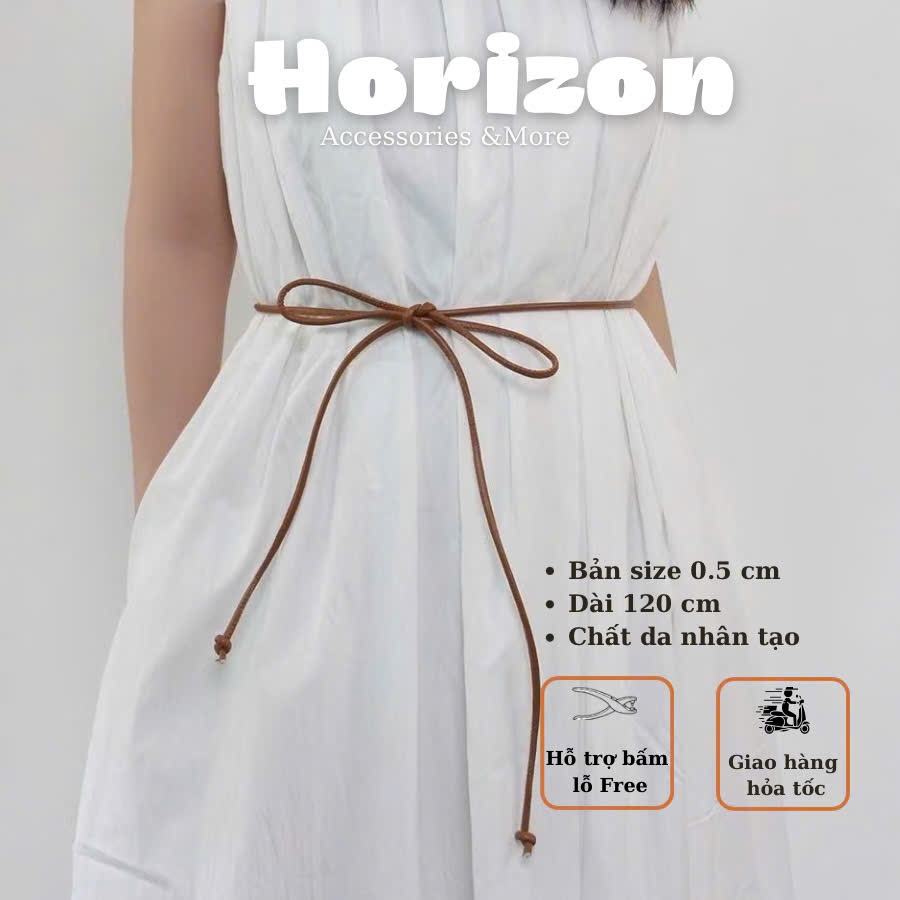 Đai váy da dây thắt lưng nam nữ dây trơn DV37 HORIZON sang chảnh dây nịt blazer bản NHỎ 0.5cm