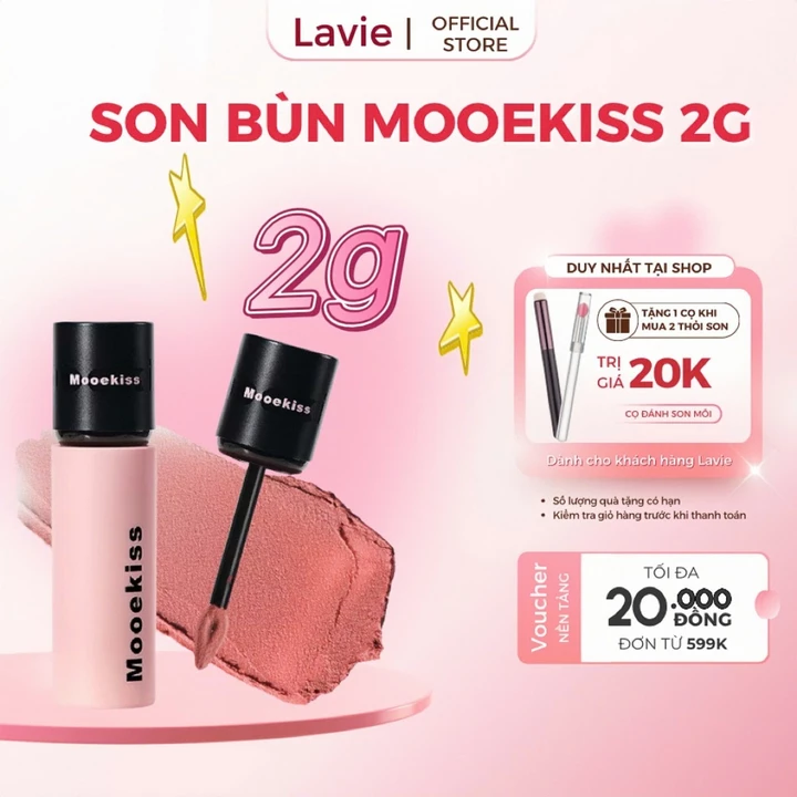 Son kem Mooekiss 2g son bùn Không khô môi tôn da giữ ẩm lâu
