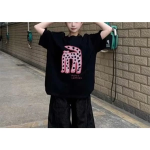 Áo thun basic unisex in hình mèo (đen / trắng) A10