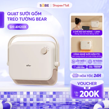 Quạt Sưởi Gốm BEAR 2000W, Máy Sưởi Cho Bé Sơ Sinh Máy Sưởi Gốm Quạt Sưởi Phòng Tắm Phòng Ngủ Không Gây Khô Da SH-4H20X