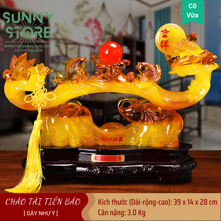 Tượng gậy như ý, Gậy như ý phong thuỷ, Cặp voi đỡ, Tượng phong thủy, Decor Trang trí nhà cửa, Quà tặng ý nghĩa - SUNNY