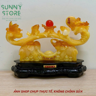 Tượng gậy như ý, Gậy như ý phong thuỷ, Cặp voi đỡ, Tượng phong thủy, Decor Trang trí nhà cửa, Quà tặng ý nghĩa - SUNNY