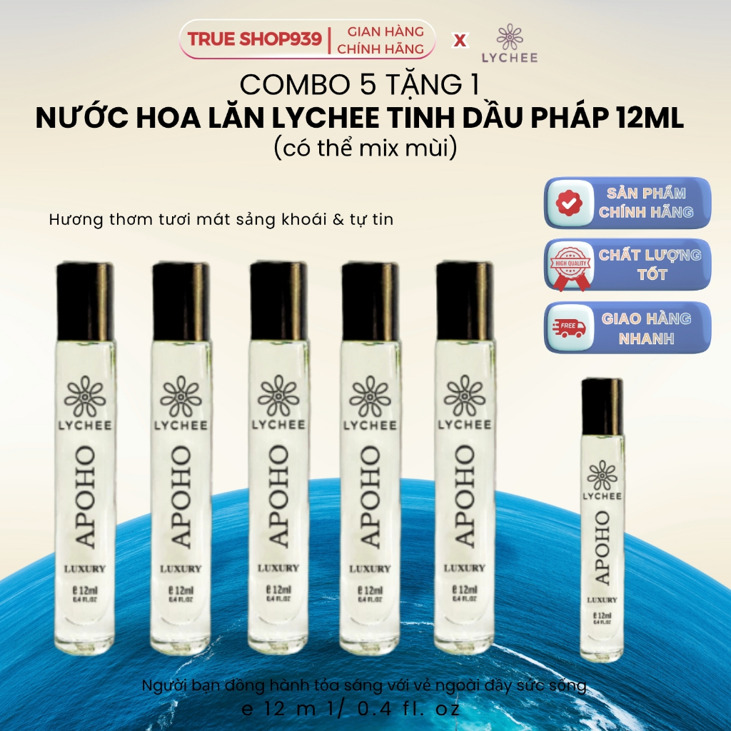 [5 Tặng 1] Nước hoa lăn LYCHEE Tinh Dầu Pháp Cao cấp 10ML – 10 MÙI HƯƠNG NAM & NỮ