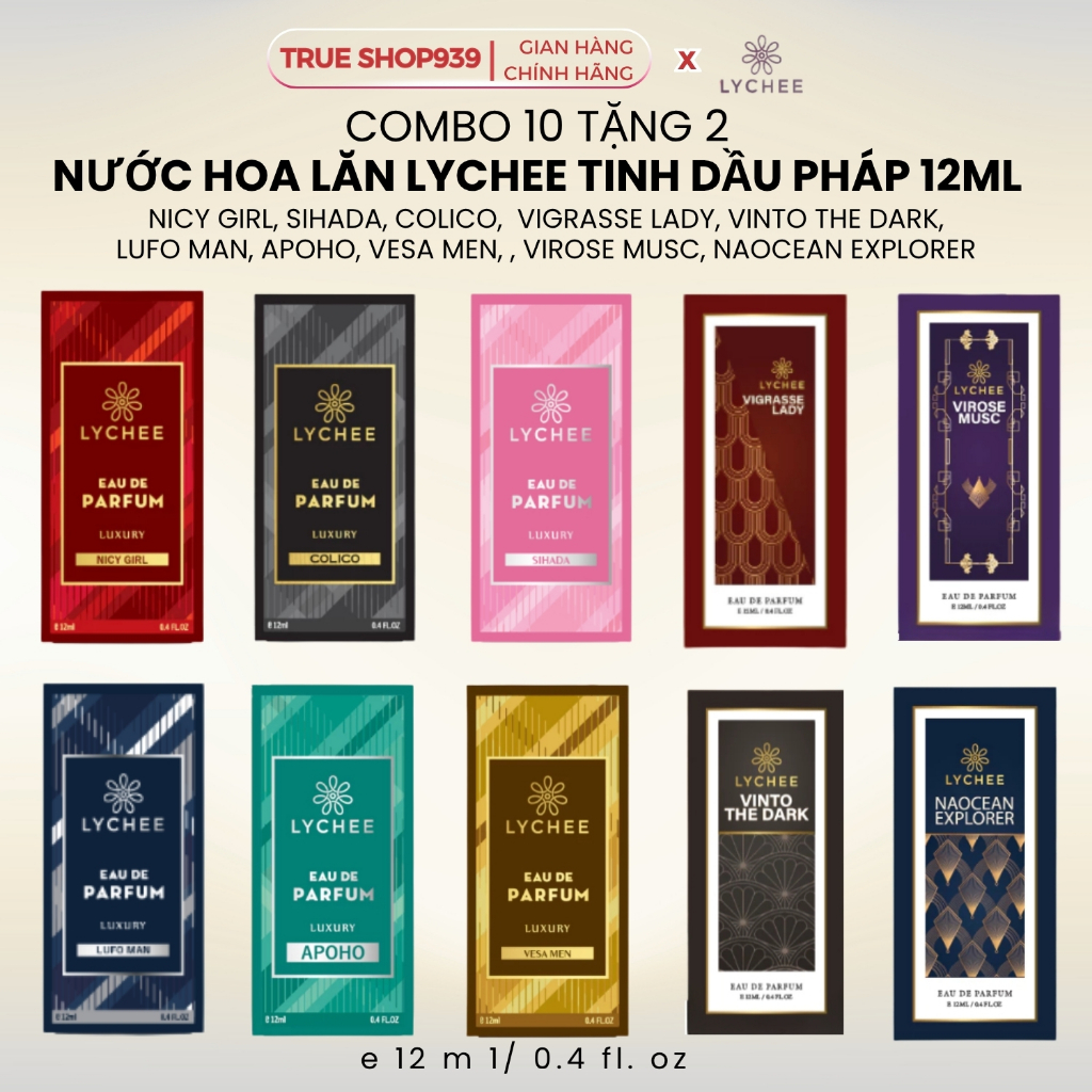 [5 Tặng 1] Nước hoa lăn LYCHEE Tinh Dầu Pháp Cao cấp 10ML – 10 MÙI HƯƠNG NAM & NỮ
