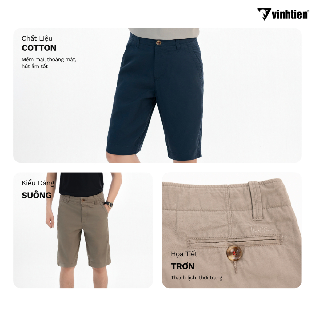 Quần Shorts Khaki 0ly Classic Cao Cấp Vĩnh Tiến 375 - Nhiều Màu - Giỏ 2