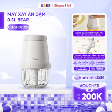 Máy Xay Ăn Dặm Cho Bé 0.3L Bear Máy Xay Máy Xay Cầm Tay Máy Xay Tỏi Ớt Máy Xay Đa Năng Ăn Dặm Máy Xay Mini CH - 5H02D24