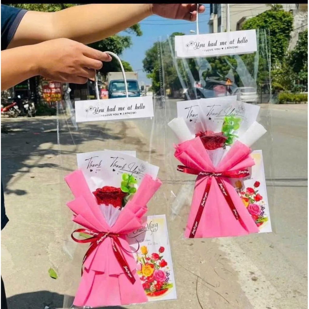 ( Sỉ 100c) Túi đựng hoa, túi kính. Combo  50-100 túi Xxs , Xs, S, M, L, túi quà 25x30