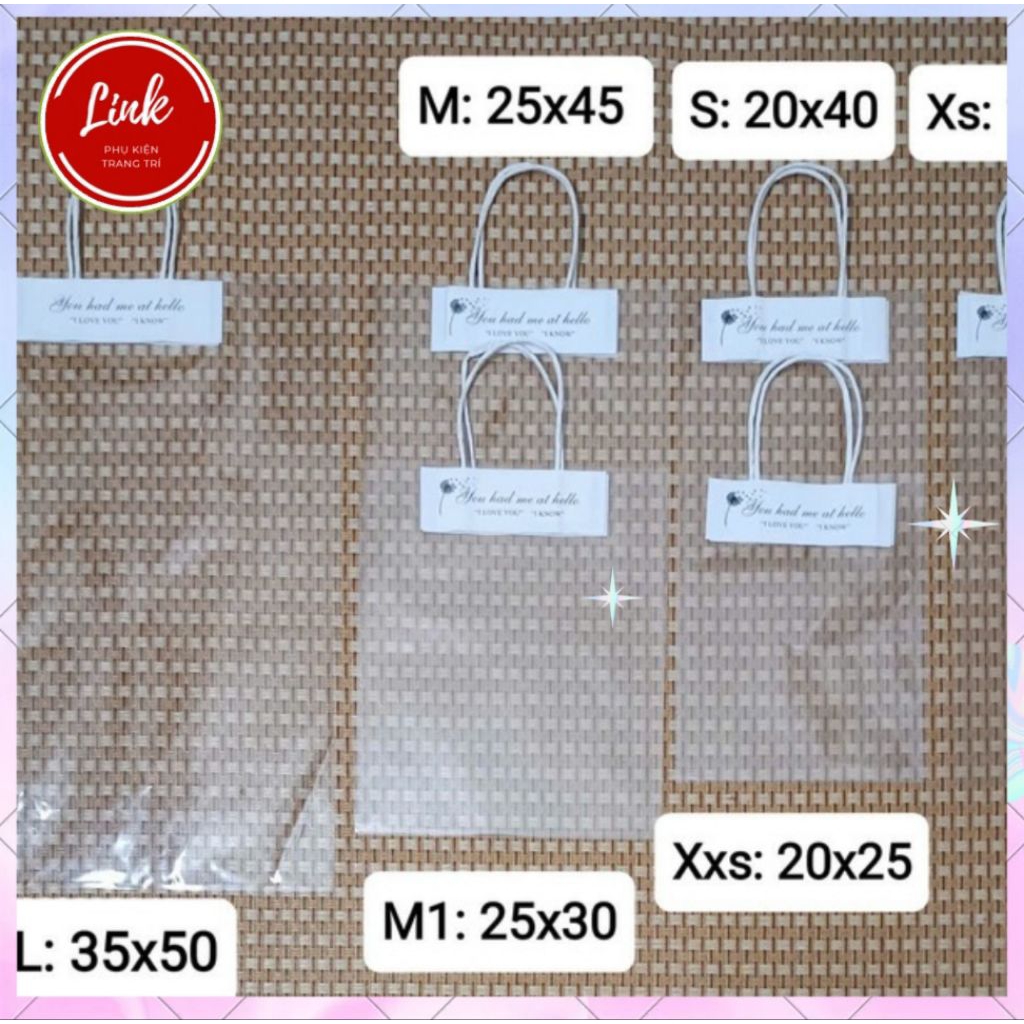 ( Sỉ 100c) Túi đựng hoa, túi kính. Combo  50-100 túi Xxs , Xs, S, M, L, túi quà 25x30