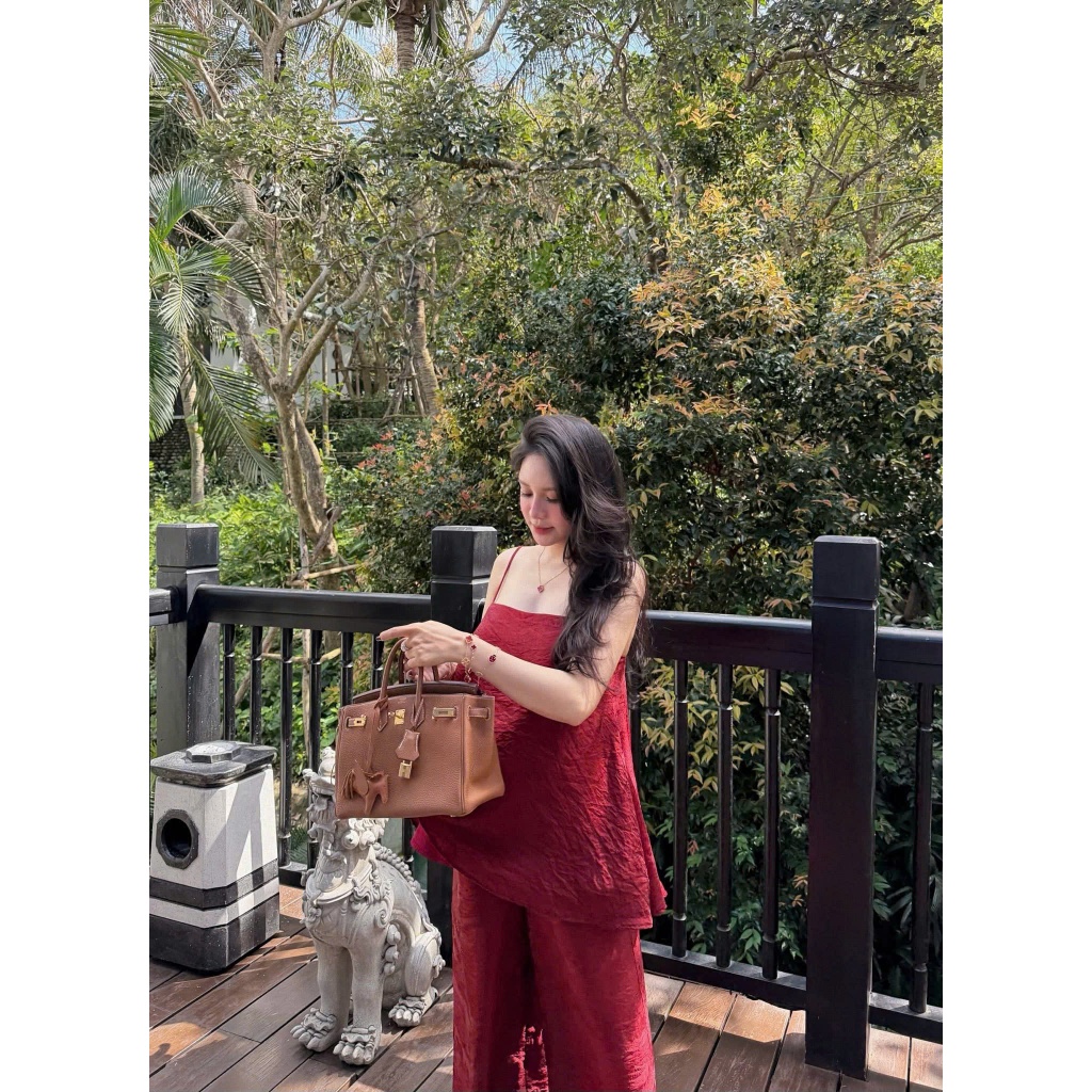ZIMM STORE-Bộ Quần Áo Nữ Màu Đỏ Nổi Bật, Cá Tính