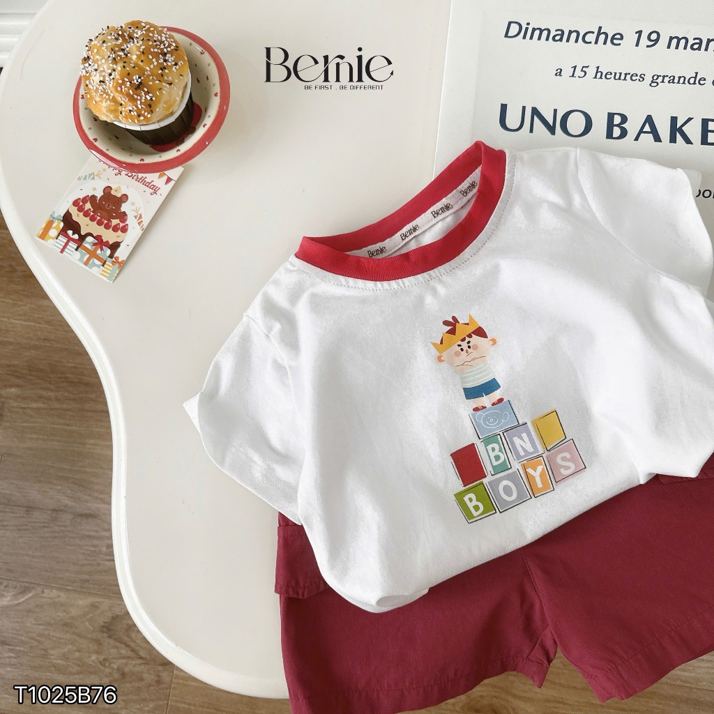 Bộ cotton in hình Roblox ngộ nghĩnh phối quần kaki bé trai, bộ phông áo cotton cổ tròn quần kaki đi học đi chơi bé trai