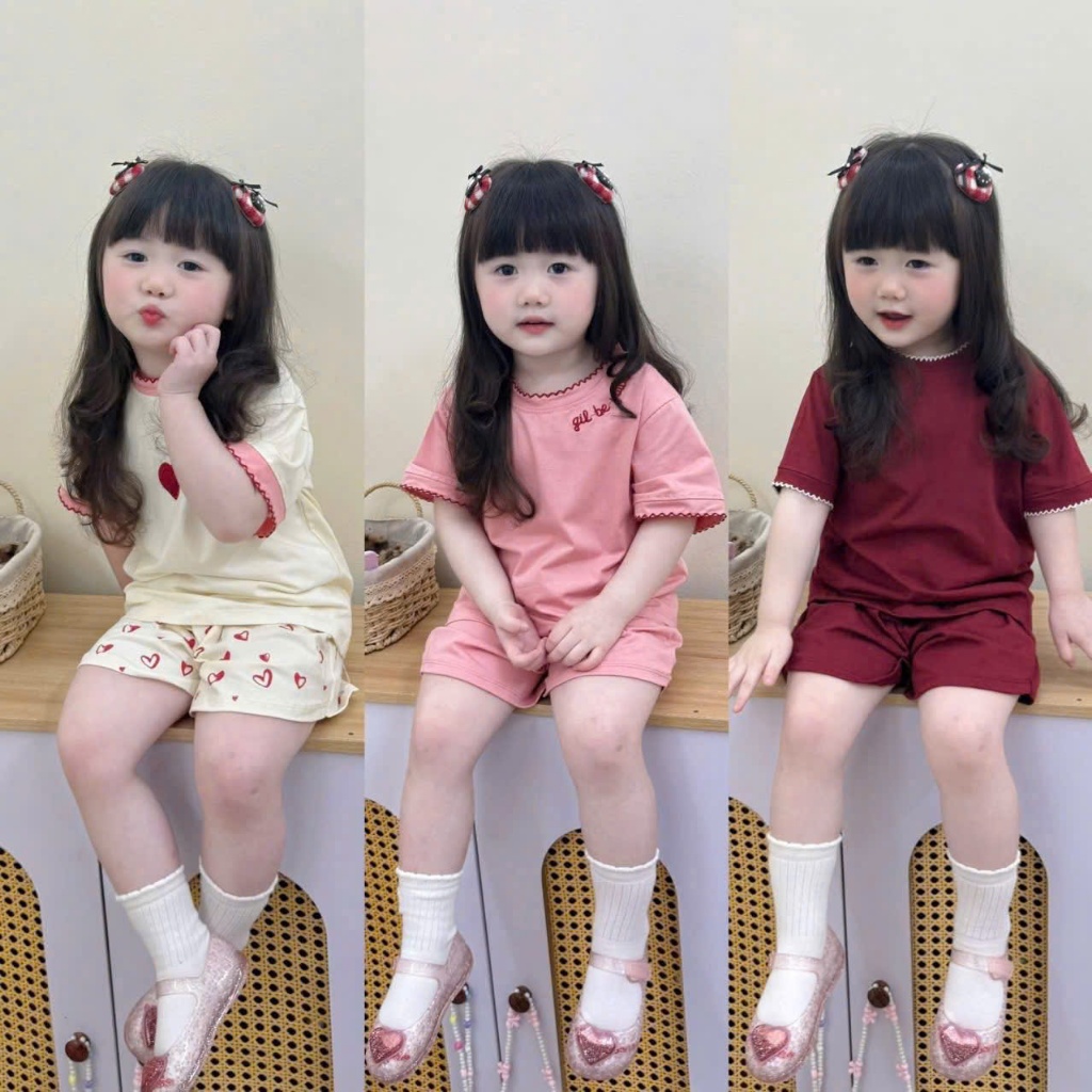 Set đồ bé gái cotton siêu xinh mềm mịn, thoáng mát cho bé gái từ 9-35kg