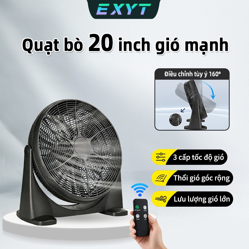 EXYT Quạt sàn 20 inch, Quạt mạnh vượt trội, gió rộng 160°, 3 mức gió, chạy êm, dùng phòng khách phòng ngủ, có điều khiển