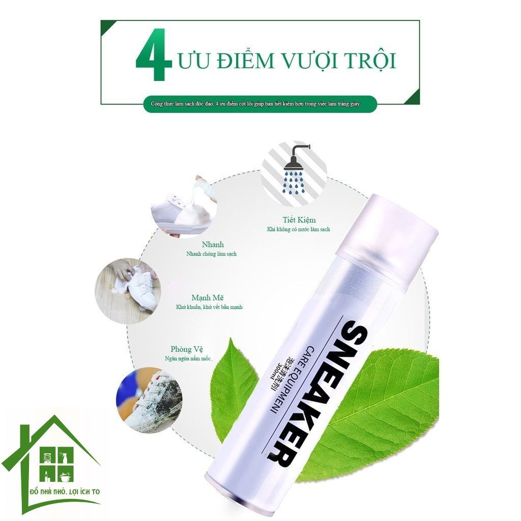Xịt vệ sinh giày bọt tuyết 300ml, sịt làm sạch giầy cao, giặt khô giày Sneaker.