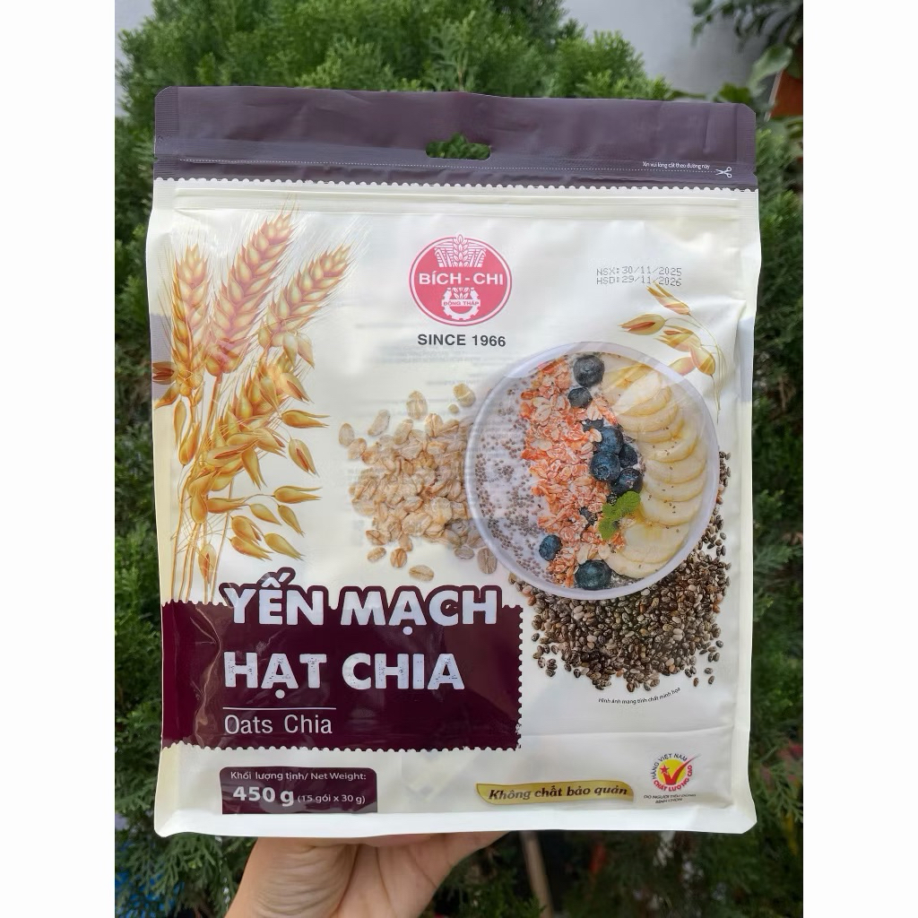Yến mạch hạt Chia Bích Chi - Thức uống ăn liền thơm ngon bổ dưỡng giàu Omega-3, chất xơ