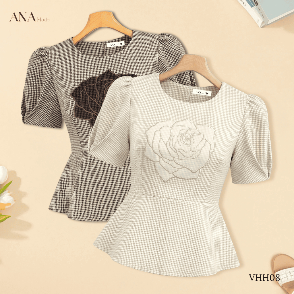 Áo Kiểu Thêu Hoa Trung Niên ANA Mode Chất Liệu Dệt Quý Phái Đi Tiệc Quà Tặng Mẹ AK25VHH08