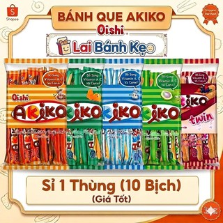 Sỉ 1 Thùng Snack Que Oishi Akiko đủ vị (Hoặc tự Mix) Thùng 10 Bịt × 20 Que, Trọng lượng 140g(Lưu ý: Vị Dâu 10 que)