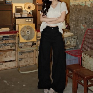 (HAVANA) Quần jeans basic ống rộng basic viền chỉ nổi #8421 QJ360