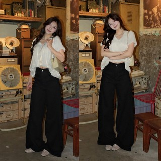 (HAVANA) Quần jeans basic ống rộng basic viền chỉ nổi #8421 QJ360