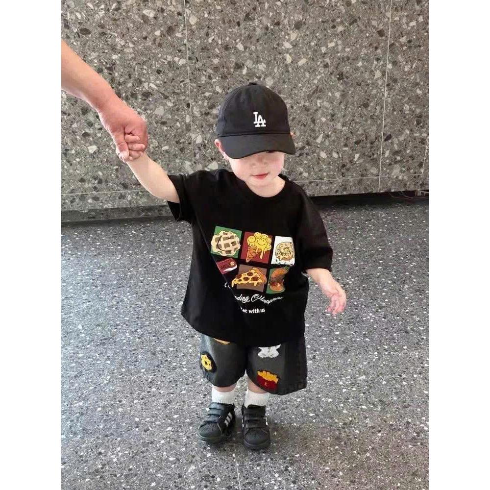 (VNTK)Bộ hè Hình Pizza donut HOT DOG áo chất cotton mềm mịn thoáng mát kèm quần jean Thêu nổi 3D cho bé đi học đi chơi s