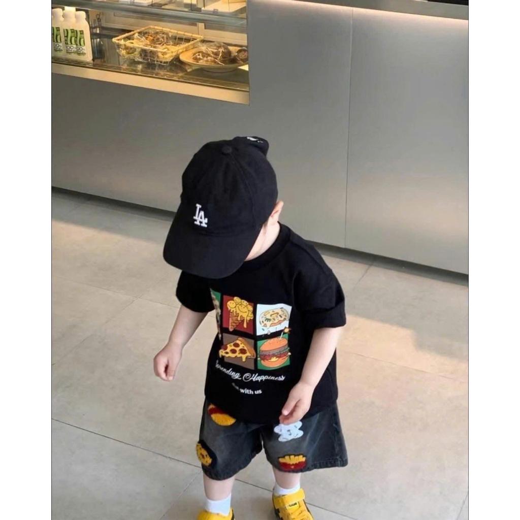 (VNTK)Bộ hè Hình Pizza donut HOT DOG áo chất cotton mềm mịn thoáng mát kèm quần jean Thêu nổi 3D cho bé đi học đi chơi s