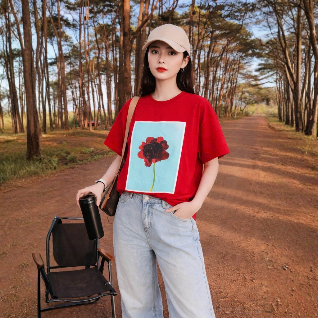 Áo Thun Mirage Bảng Hoa Đỏ Trendy Local Brand Chất 100% Cotton Mềm Mịn Thoáng Mát.