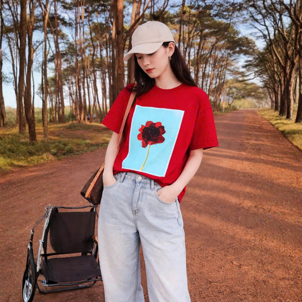 Áo Thun Mirage Bảng Hoa Đỏ Trendy Local Brand Chất 100% Cotton Mềm Mịn Thoáng Mát.