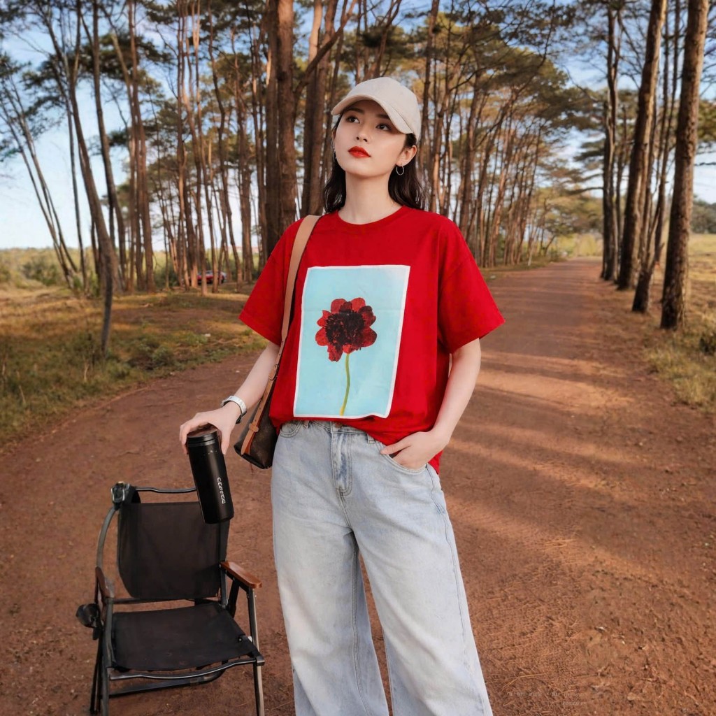 Áo Thun Mirage Bảng Hoa Đỏ Trendy Local Brand Chất 100% Cotton Mềm Mịn Thoáng Mát.