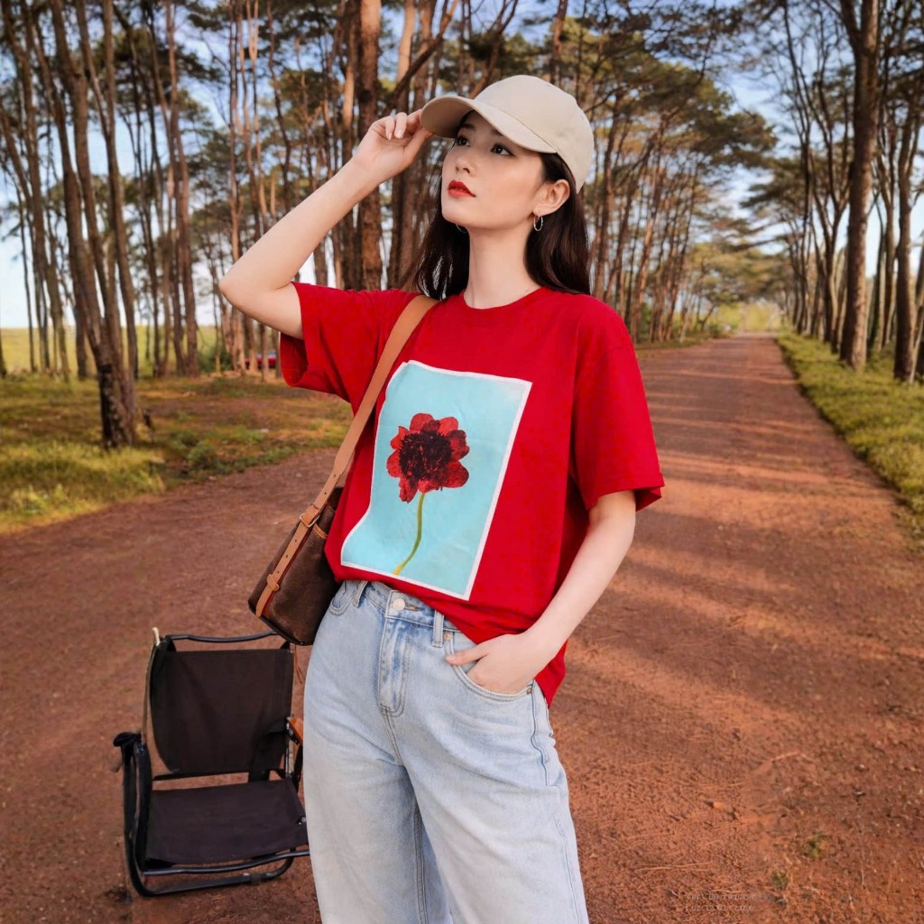 Áo Thun Mirage Bảng Hoa Đỏ Trendy Local Brand Chất 100% Cotton Mềm Mịn Thoáng Mát.