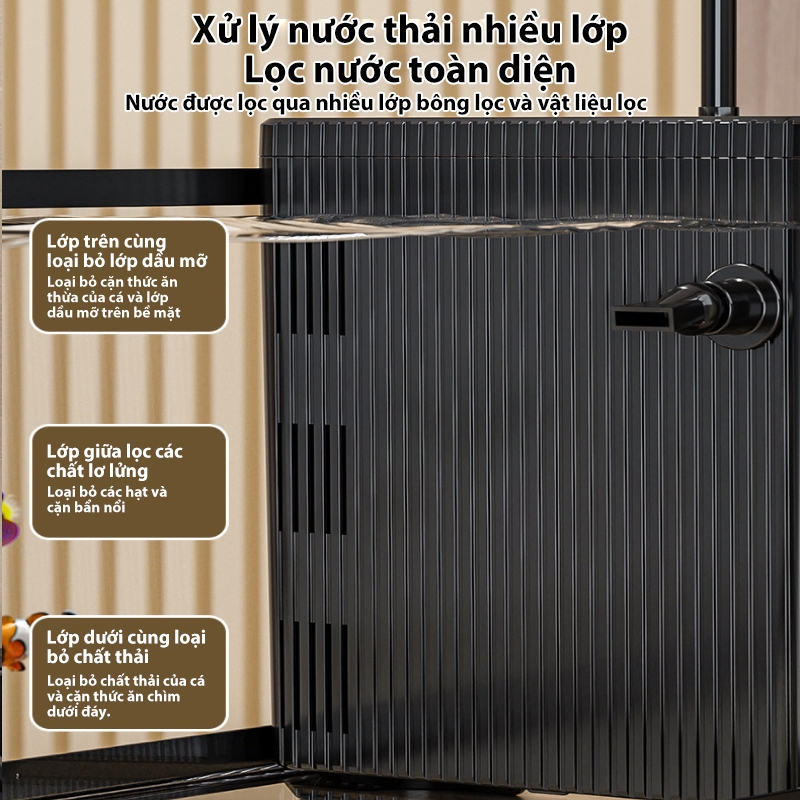 Bể cá Thủy sinh Hồ cá Mini Để Bàn Tích Hợp Lọc Ẩn Đèn Thủy Sinh Siêu Trong Suốt Cho Cá Cảnh