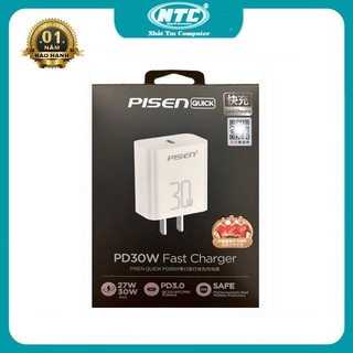 Cốc sạc nhanh 30W Pisen TP-C29 cổng typeC hỗ trợ PD3.0 / QC4.0+ / FCP / ACP/ Protocol (Trắng)