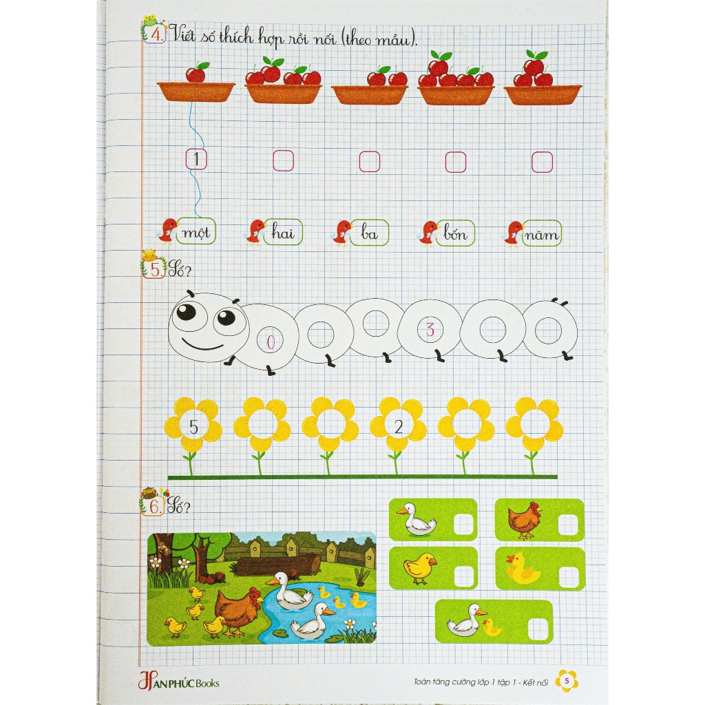 Sách - H An Phúc -  Vở ô li Bài Tập Toán Tăng Cường Lớp 1 tập 1 - Kết Nối