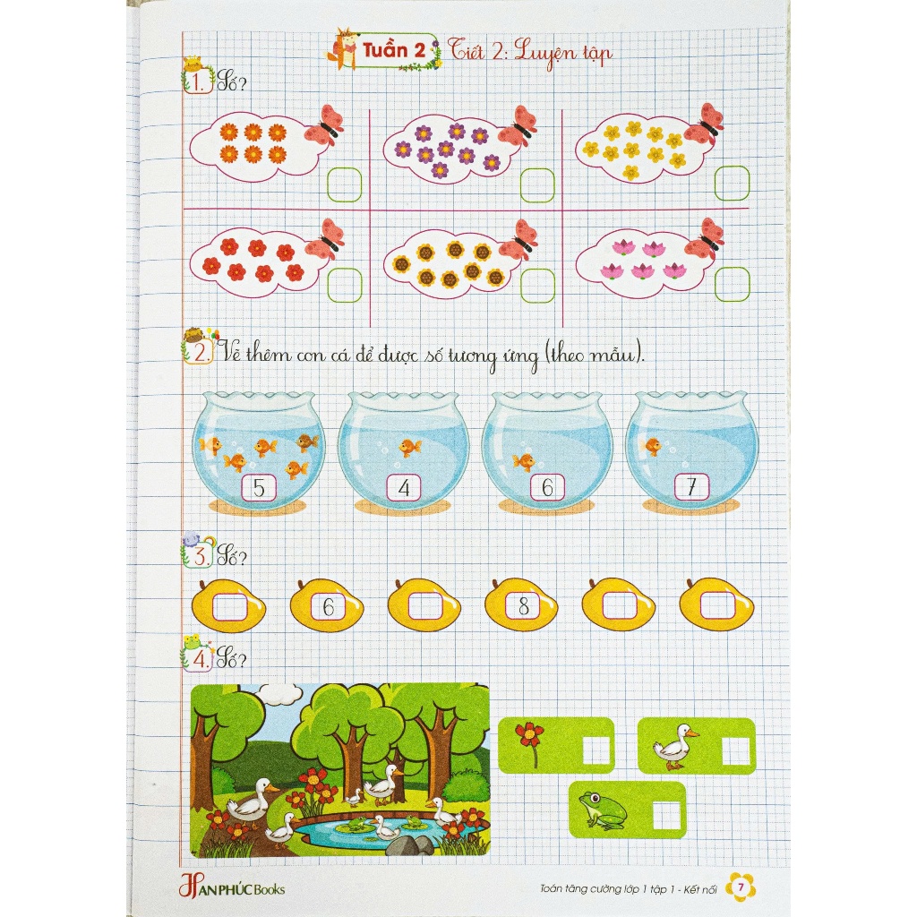 Sách - H An Phúc -  Vở ô li Bài Tập Toán Tăng Cường Lớp 1 tập 1 - Kết Nối
