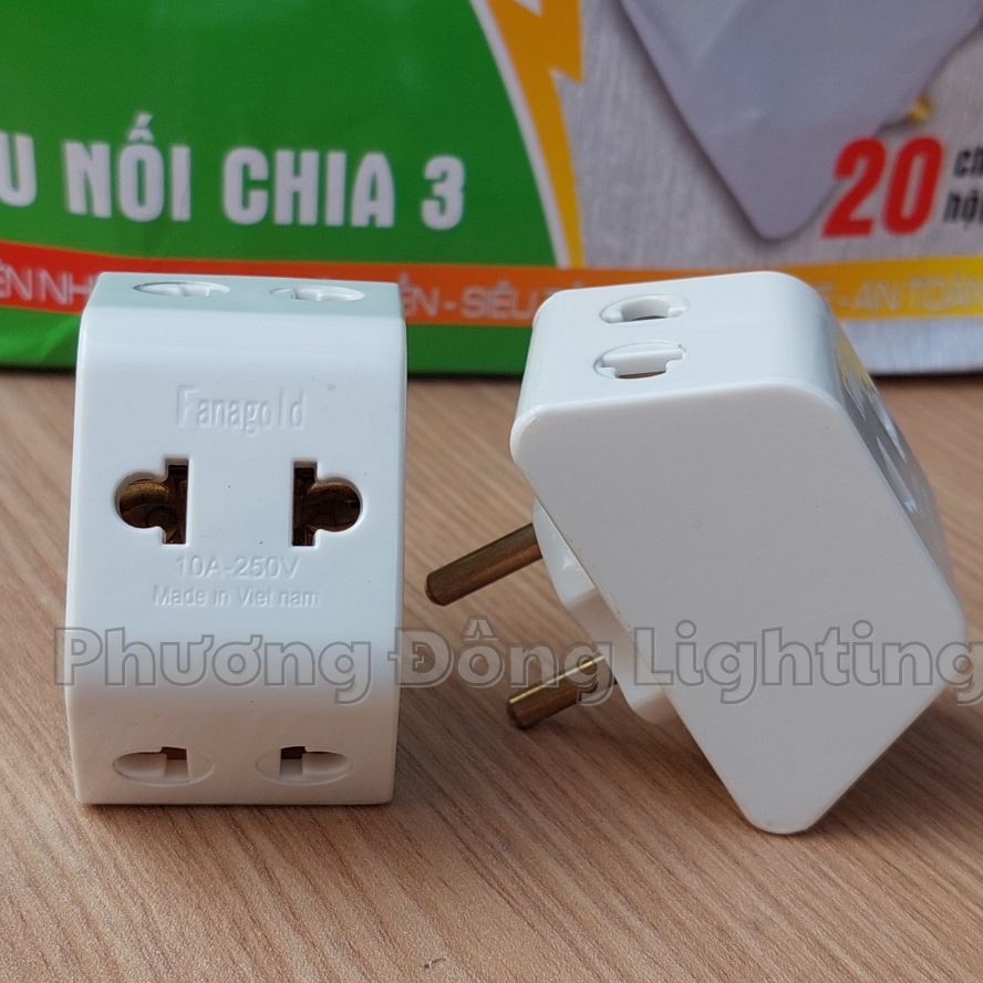 Đầu Nối Chia 3 Fanagold 10A 250V – Phích Cắm Chia 3 Ổ Cắm Điện Đa Năng, Nhựa Chịu Nhiệt An Toàn