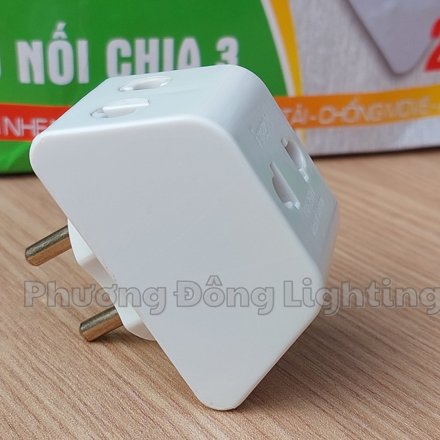 Đầu Nối Chia 3 Fanagold 10A 250V – Phích Cắm Chia 3 Ổ Cắm Điện Đa Năng, Nhựa Chịu Nhiệt An Toàn
