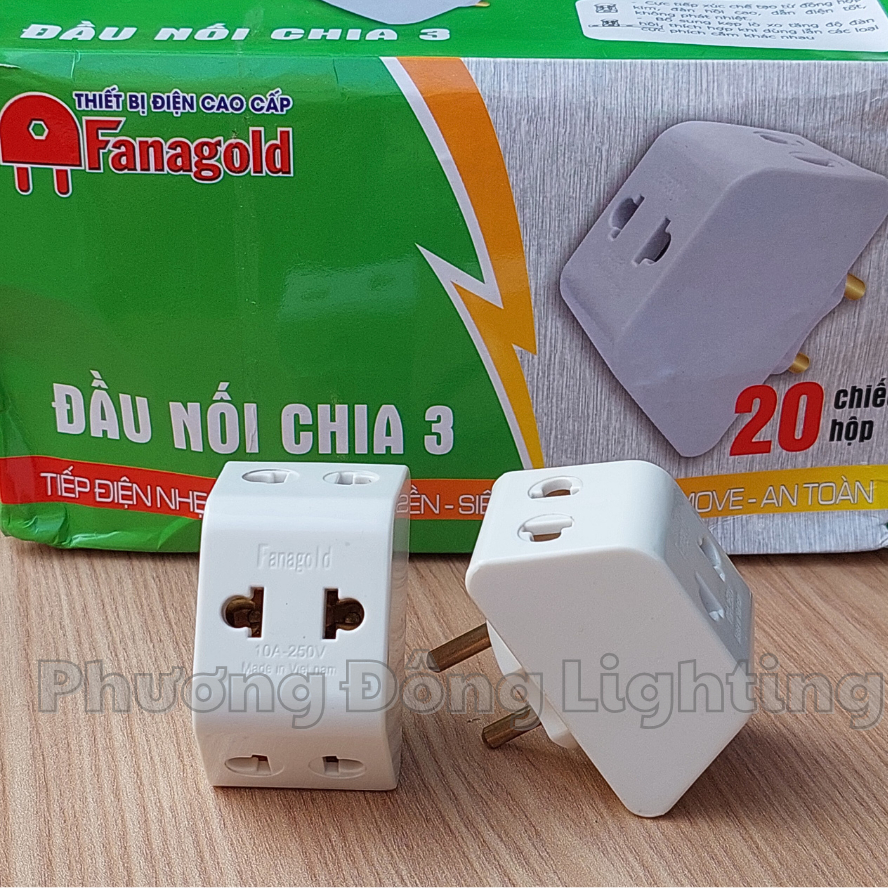 Đầu Nối Chia 3 Fanagold 10A 250V – Phích Cắm Chia 3 Ổ Cắm Điện Đa Năng, Nhựa Chịu Nhiệt An Toàn