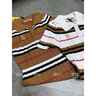 Váy Body Kẻ Tag B Cổ Bẻ Khuy Ngực QC