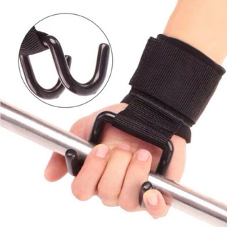 Com Bo 2 Dây Quấn Cổ Tay Có Móc Nâng Tạ Hỗ Trợ Tập Xà Đơn Xà Kép Chất Liệu Nylon SBR Móc Thép Chống Gỉ Free Size
