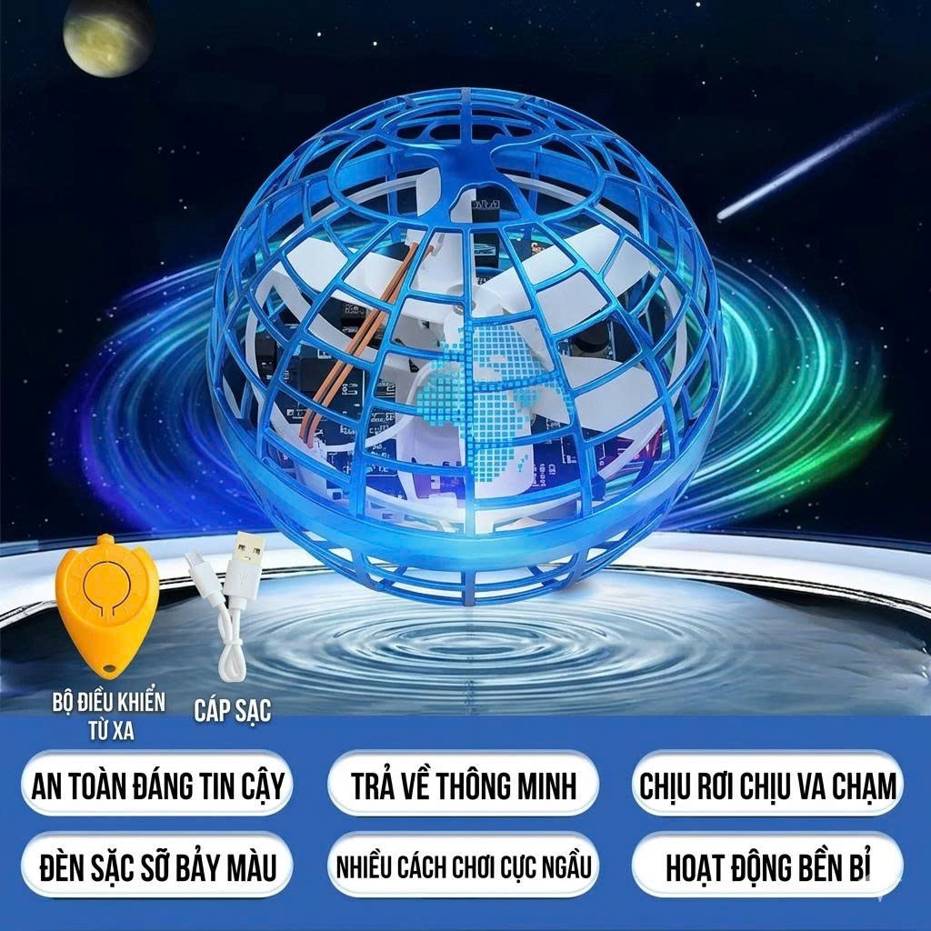 Quả cầu ma thuật boomerang phát sáng và tự quay lại vị trí ném