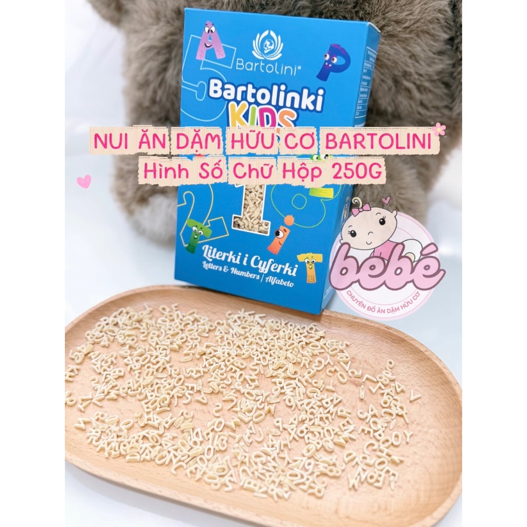 Nui Bartolini rau củ, trứng cho bé ăn dặm, Nui cho bé ăn dặm Hộp 250gr / Tách lẻ 100gr