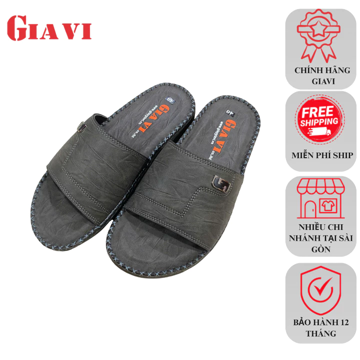 ép nam quai ngang, dép da nam, dép nam GIAVI, dép đi trong nhà nam, dép chống trơn nam, dép nam cao cấp, dép nam êm châ