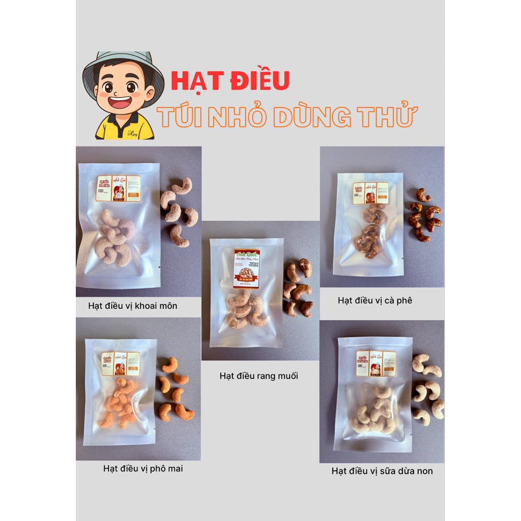 HẠT ĐIỀU TÚI NHỎ GIÒN, THƠM, CHẮC HẠT, HÀNG CAO CẤP HIỆU ANH QUỐC