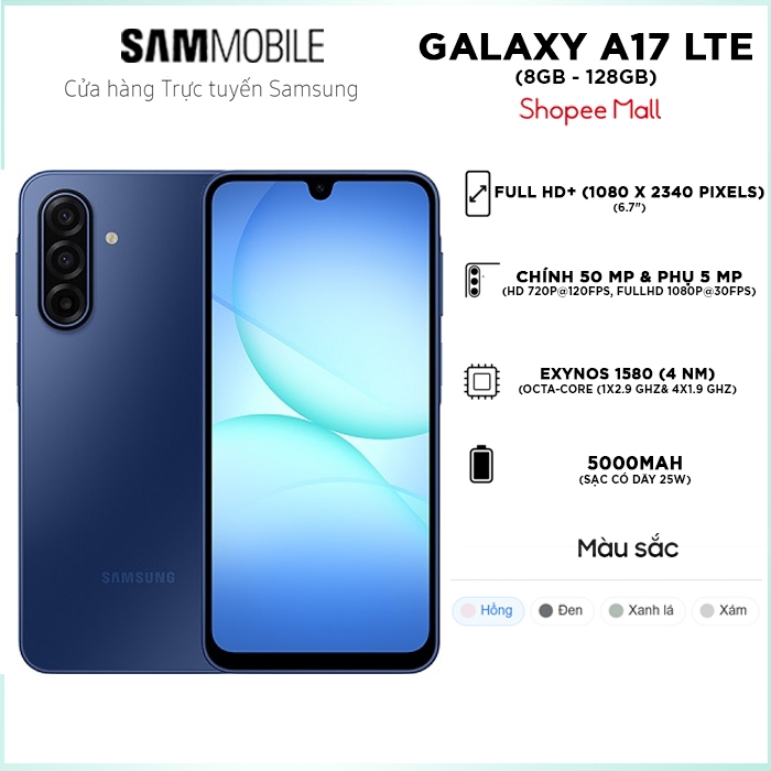 [ Random T8 ]A – Điện Thoại Samsung Galaxy A17 LTE 8GB/128GB