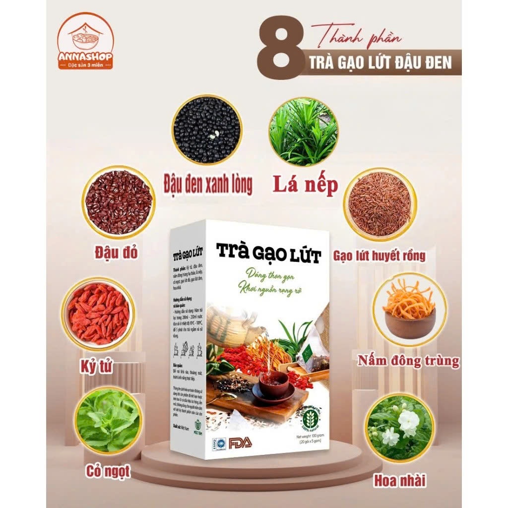 ✅ [Chính Hãng] Trà Gạo Lứt Kỳ Tử Hộp 30 Gói ✅ Trà giảm cân giảm béo tiêu mỡ thừa giảm mỡ máu mát gan thải độc cơ thể