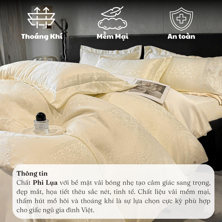 (SGN22) Bộ Chăn Ga Gối Phi Lụa Với Họa Tiết Vân Chìm Mang Phong Cách Châu Âu Siêu Xinh - MemMinBedding Luxury