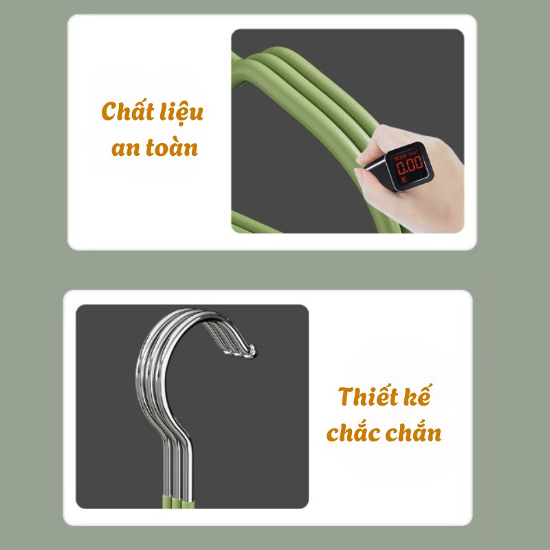 Móc Treo Quần Áo Cho Bé Bọc Nhựa, Móc Treo Trẻ Em Chống Trượt, Lõi Kim Loại Chắc Chắn, Nhiều Màu