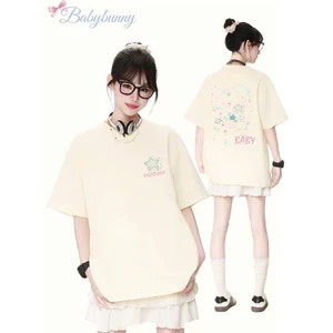Áo Thun Nữ Form Rộng In Hình Sao Dễ Thương, Áo Tay Lỡ Hot Trend Hàn Quốc BabyBunny