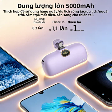 pin sạc dự phòng mini 5000mAh LUCKYDUO,sạc nhanh Type C, sạc dự phòng nhỏ gọn cầm tay Mang đi du lịch
